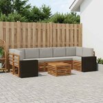 vidaXL Ensemble de canapés d'extérieur 8 pc Naturel et gris clair