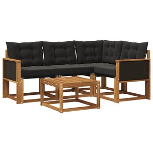 vidaXL Ensemble de canapés d'extérieur 5 pc Naturel et noir