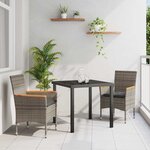 vidaXL Ensemble de salle à manger pour jardin 3 Pièces Gris Poly rotin