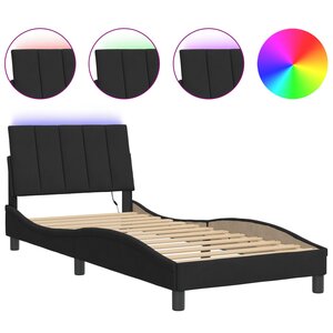 vidaXL Cadre de lit avec LED sans matelas Hanko noir 90x200 cm velours