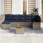 vidaXL Ensemble de canapé de jardin 8 Pièces Gris et bleu marine