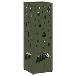 vidaXL Porte-parapluies Vert Olive Métal Moyen Incrustations Décoratives