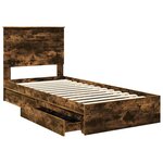 vidaXL Lit de Rangement Chêne fumé 100 x 200 cm Bois d'ingénierie