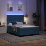 vidaXL Lit à ressorts avec matelas Bleu foncé 140 x 190 cm Velours
