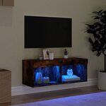 vidaXL Meuble TV avec lumières LED chêne fumé 80x30x30 cm