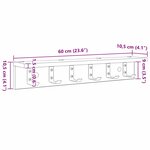 vidaXL Porte-manteau mural Chêne sonoma 60 x 10.5 x 10.5 cm