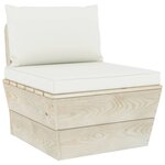 vidaXL Canapé palette à 3 places de jardin avec coussins Bois d'épicéa