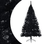 vidaXL Demi sapin de Noël artificiel avec support Noir 180 cm PVC