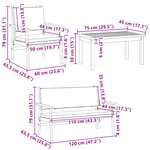 Ensemble de canapé de jardin 5 pièces avec coussins en bois d'acacia