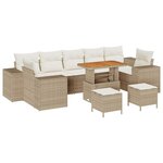 vidaXL Ensemble de canapé de jardin 10 Pièces Beige polyrotin