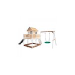 AXI Classic Liam Maisonnette avec balancoire nid  Marron Blanc Toboggan Gris