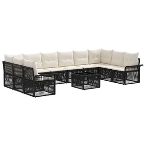 vidaXL Ensemble de canapé de jardin 11 Pièces Noir polyrotin