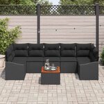 vidaXL Ensemble de canapé de jardin 8 Pièces Noir