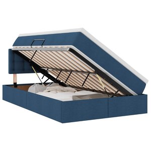 vidaXL Lit de rangement LED avec matelas Bleu 120 x 200 cm Tissu