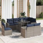 vidaXL Salon de jardin avec coussins 9 Pièces gris résine tressée acacia
