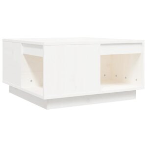 vidaXL Table basse Blanc 60x61x32 5 cm Bois massif de pin