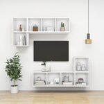 vidaXL Meuble TV mural Blanc 37x37x72 cm Bois d’ingénierie