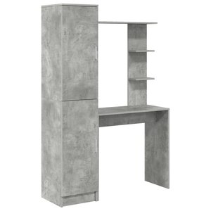 vidaXL Bureau avec rangement gris béton en bois d'ingénierie