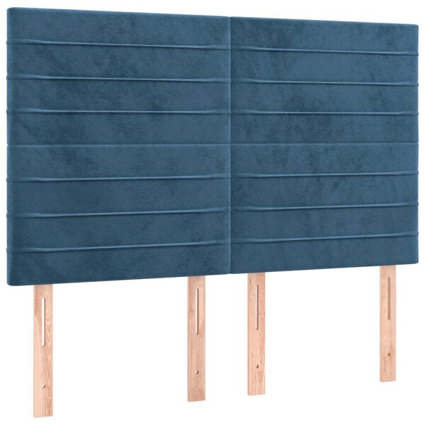 vidaXL Tête de lit Bleu foncé 144 x 5 x 118/128 cm Velours