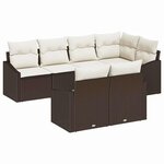 vidaXL Ensemble de salle à manger pour jardin 7 Pièces Marron et Crème