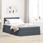 vidaXL Lit de rangement LED avec matelas Gris foncé 120 x 190 cm