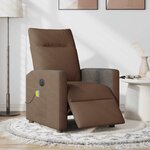 vidaXL Fauteuil inclinable de massage électrique marron tissu