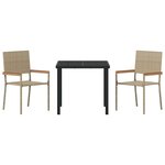 vidaXL Ensemble de salle à manger pour jardin 3 Pièces Beige Poly rotin