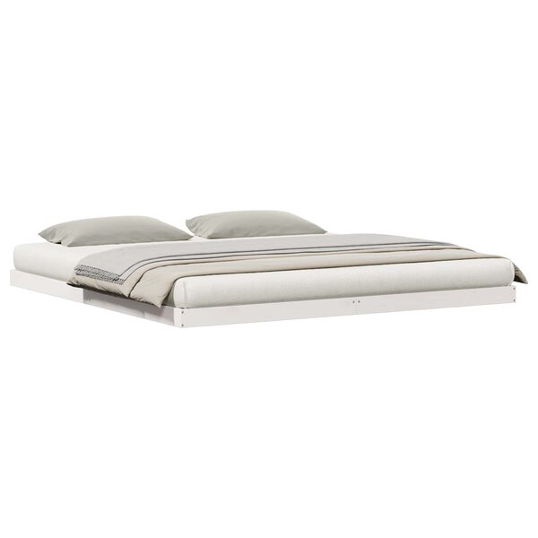 vidaXL Cadre de lit surélevé Blanc 213.5 x 104 x 9 cm Pin massif