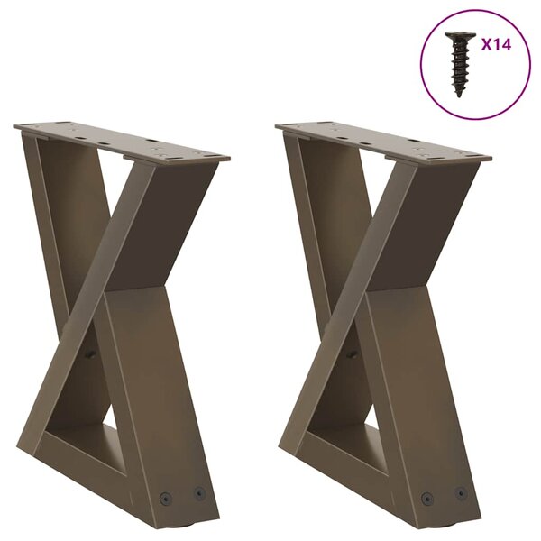 vidaXL Pieds de table basse 2 pièces Acier naturel 40 x (30-31 3) cm Acier