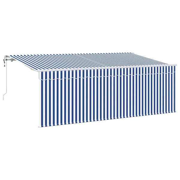 vidaXL Auvent Rétractable Rayé Bleu et blanc 350 x 200 cm Tissu  métal