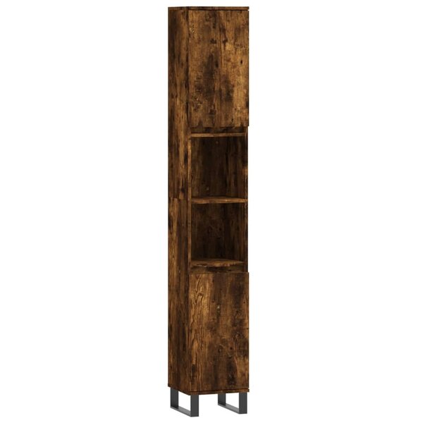 vidaXL Armoire de bain chêne fumé 30x30x190 cm bois d'ingénierie