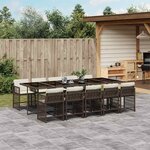vidaXL Ensemble à manger de jardin et coussins 11 Pièces marron rotin