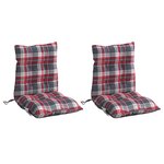 vidaXL Coussins de chaise à dossier bas lot de 2 motif carreaux rouge
