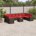 vidaXL Salon de jardin et coussins 11 Pièces marron résine tressée