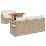 vidaXL Ensemble de canapé de jardin 6 Pièces Beige Poly rotin