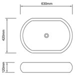 vidaXL Lavabo en forme ovale Céramique 63 x 42 cm Blanc