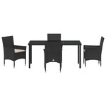 vidaXL Ensemble de salle à manger pour jardin 5 Pièces Noir Poly rotin