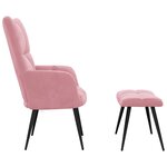 vidaXL Chaise de relaxation avec tabouret Rose Velours