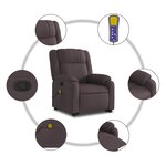 vidaXL Fauteuil inclinable de massage Marron foncé Tissu