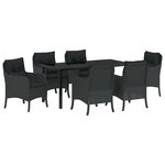 vidaXL Ensemble de salle à manger pour jardin 7 Pièces Noir Poly rotin