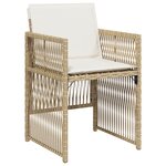 Ensemble de salle à manger de jardin 5 pièces avec coussins en rattan poly beige