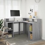 vidaXL Bureau et lumières LED sonoma gris 130x130x91cm bois ingénierie