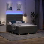 vidaXL Lit à ressort LED avec matelas Gris foncé 160 x 200 cm tissu