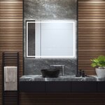 Miroir de salle de bain led 80 x 60 cm avec 3 eclairages interrupteur tactile et fonction anti-buée 20_0005042