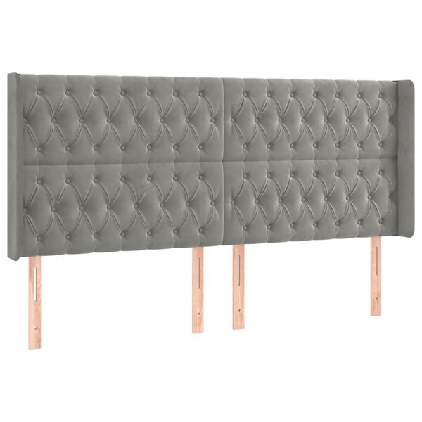 vidaXL Tête de lit avec oreilles Gris clair 203x16x118/128 cm Velours