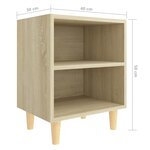 vidaXL Table de chevet avec pieds en bois Chêne sonoma 40x30x50 cm