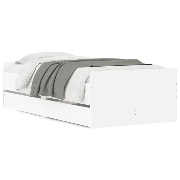 vidaXL Cadre de lit avec tiroirs blanc 90x190 cm