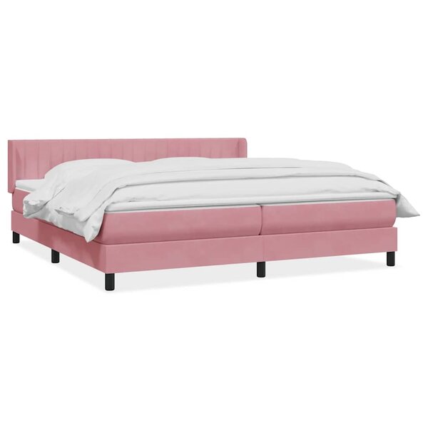 vidaXL Sommier à lattes de lit avec matelas rose 180x220 cm velours