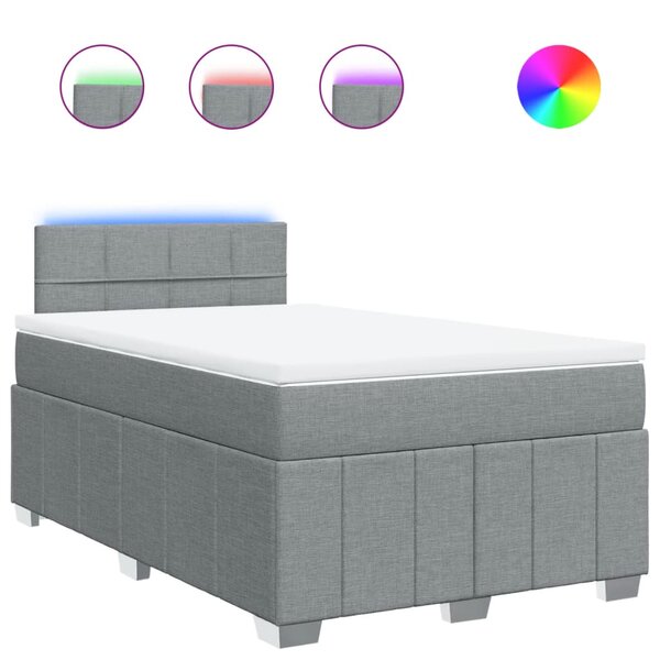 vidaXL Sommier à lattes de lit et matelas gris clair 120x190 cm tissu