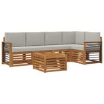 vidaXL Ensemble de canapés d'extérieur 6 pc Gris Naturel et Clair
